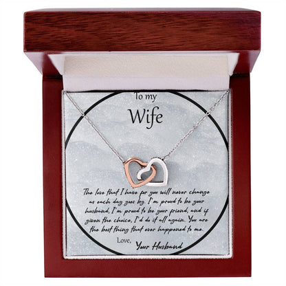 To My Wife The Love That I Have For You - Gray Interlocking Hearts Necklace