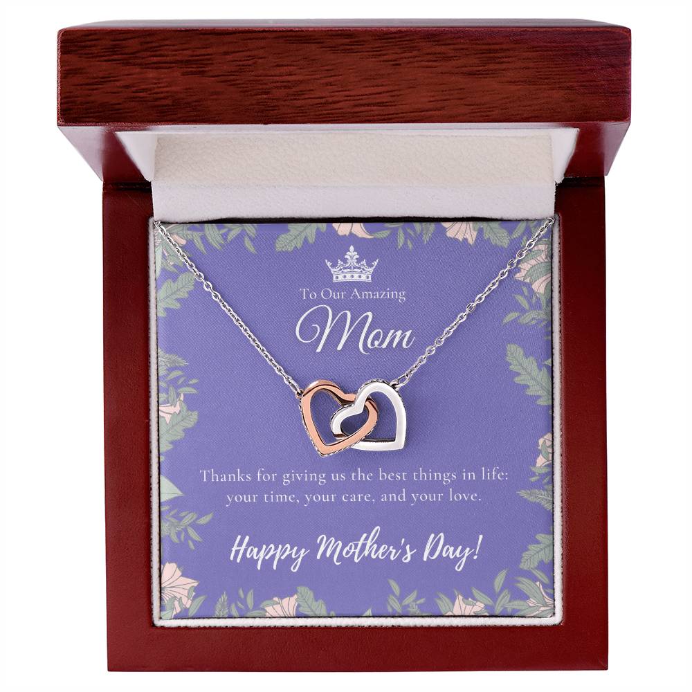To Our Amazing Mom Necklace Happy Mother’S Day Gift Personalized Mom Gift Mothers Necklace Gift For Mom Best Mom Gift Interlocking Hearts Necklace