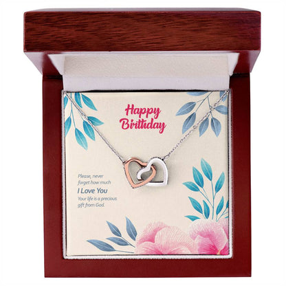 Birthday Edition Your Life Is A Precious Gift From God - Interlocking Hearts Necklace