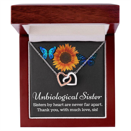 Unbiological Sister Necklace Interlocking Hearts Necklace