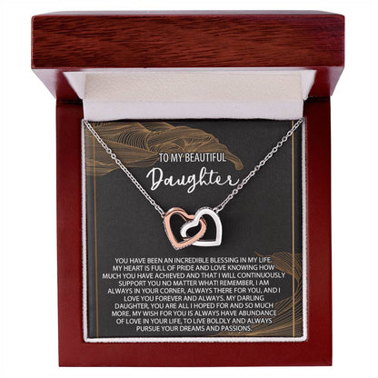 Daughter Necklace Gift Daughter Birthday Necklace To My Beautiful Daughter Interlocking Hearts Necklace Daughter Necklace Gift From Mom