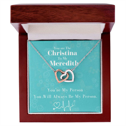 You Are The Cristina To My Meredith Joined Hearts Necklace Interlocking Hearts Necklace