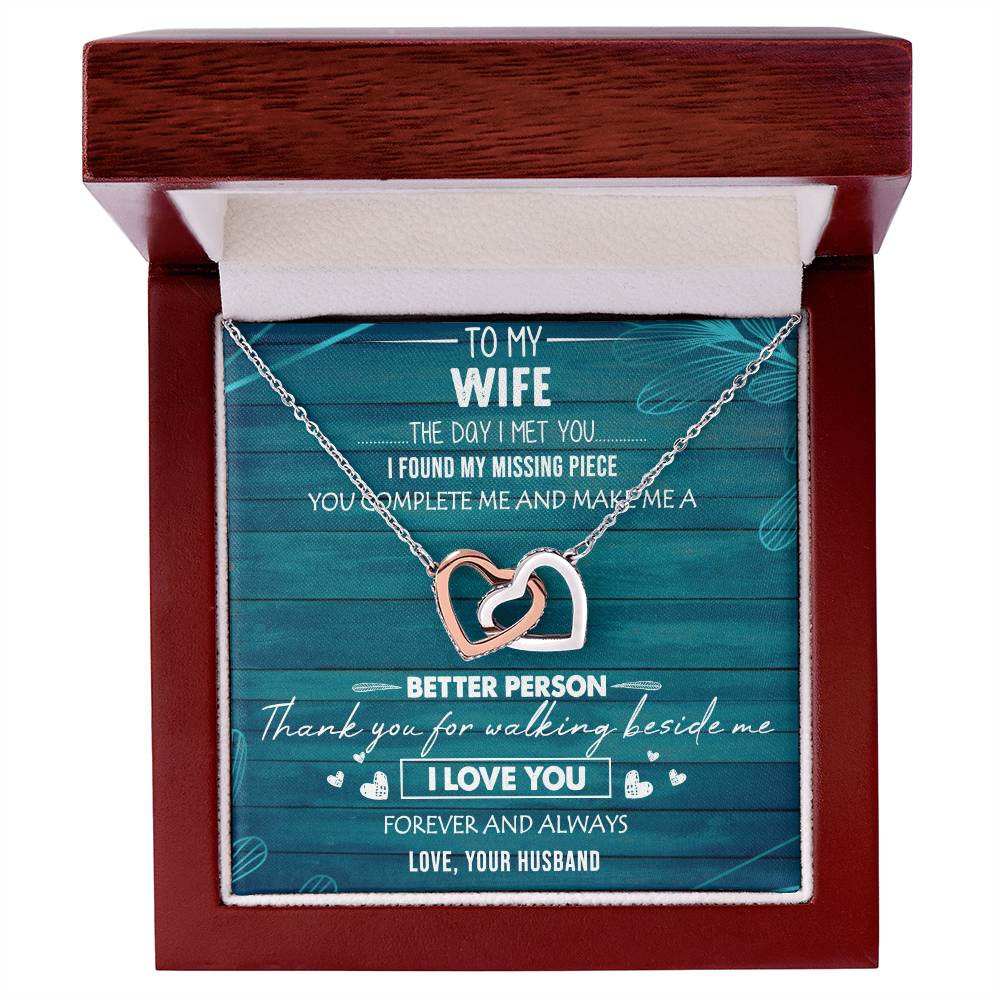 To My Wife Interlocking Hearts Necklace Message Card