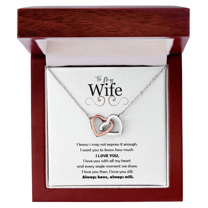 To My Wife-Love You Always Interlocking Hearts Necklace