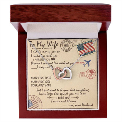 To My Wife Interlocking Hearts Necklace Message Card