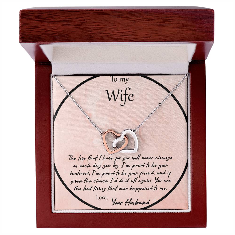 To My Wife The Love That I Have For You - Pink Interlocking Hearts Necklace