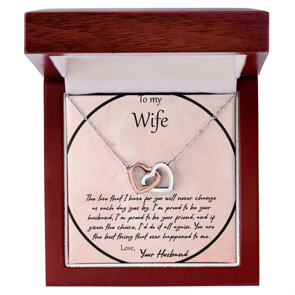 To My Wife The Love That I Have For You - Pink Interlocking Hearts Necklace