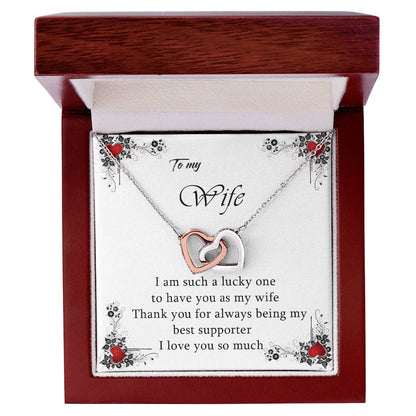 To My Wife Love You So Much Interlocking Hearts Necklace
