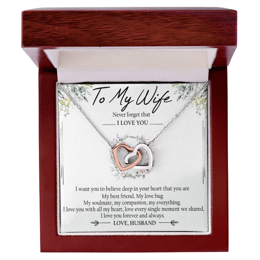 To My Wife Interlocking Hearts Necklace Message Card