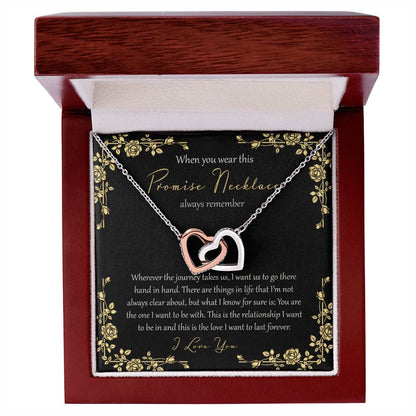 Wherever This Journey Takes Us - Black Interlocking Hearts Necklace