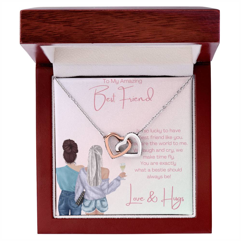 Amazing Best Friend - 2 Hearts Interlocking Hearts Necklace