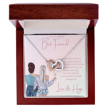 Amazing Best Friend - 2 Hearts Interlocking Hearts Necklace