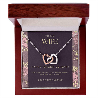 1 Year Anniversary Gift For Wife 1 Year Anniversary Gifts 1 Year Wedding Anniversary Gift Ideas 1St Wedding Anniversary Gift For Her Interlocking Hearts Necklace