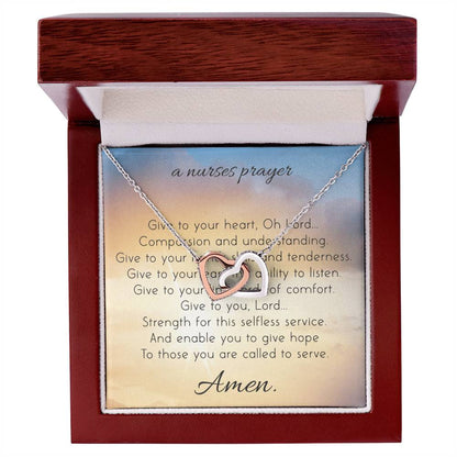 A Nurse Prayer Interlocking Hearts Necklace