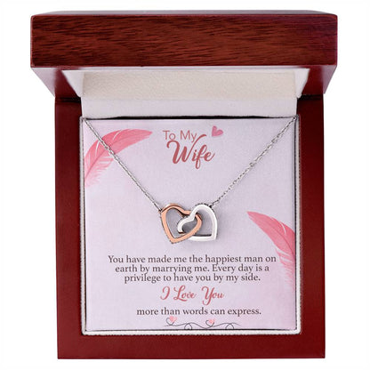 To Wife Interlocking Hearts Necklace