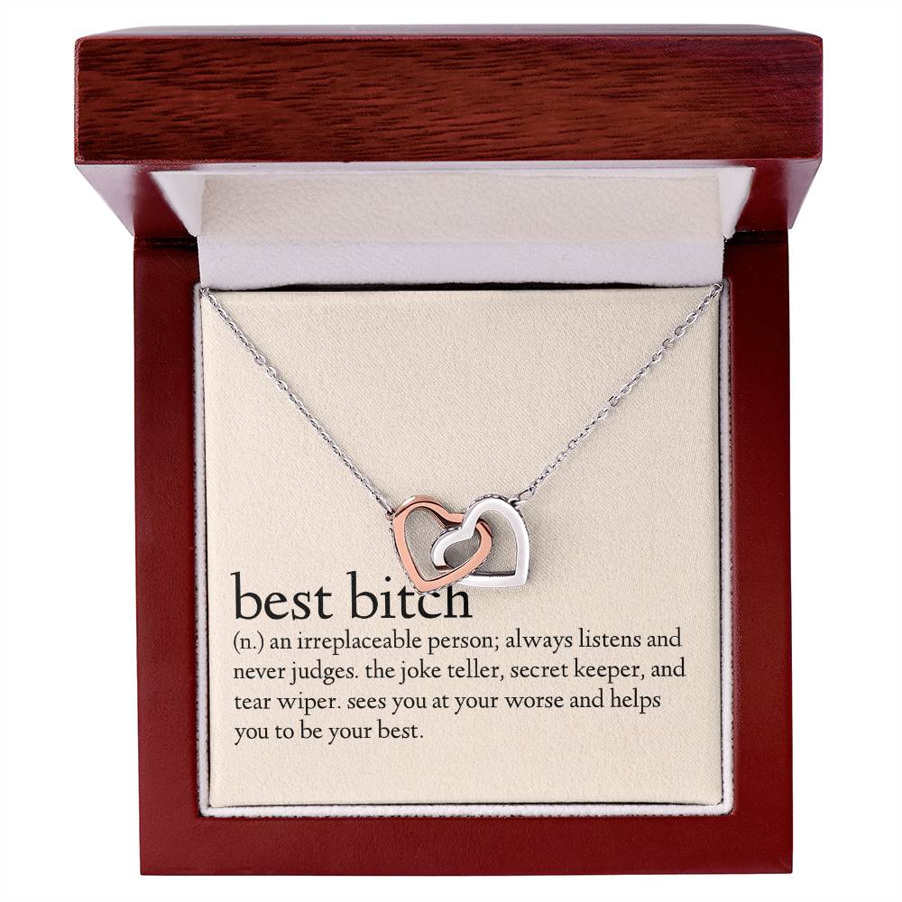 Definition Of A Best Bitch Interlocking Hearts Necklace