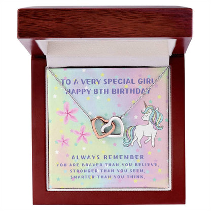 8Th Birthday Gift 8Th Birthday Necklace Gift Happy 8Th Birthday Gift Gift For 8 Year Birthday Girl Interlocking Hearts Necklace