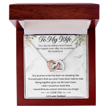 To My Wife Interlocking Hearts Necklace Message Card