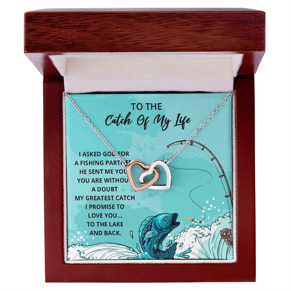 Wife Gift Wife Necklace Infinity Fishing Theme Anniversary Gift For Wife Catch Of My Life Interlocking Hearts Necklace
