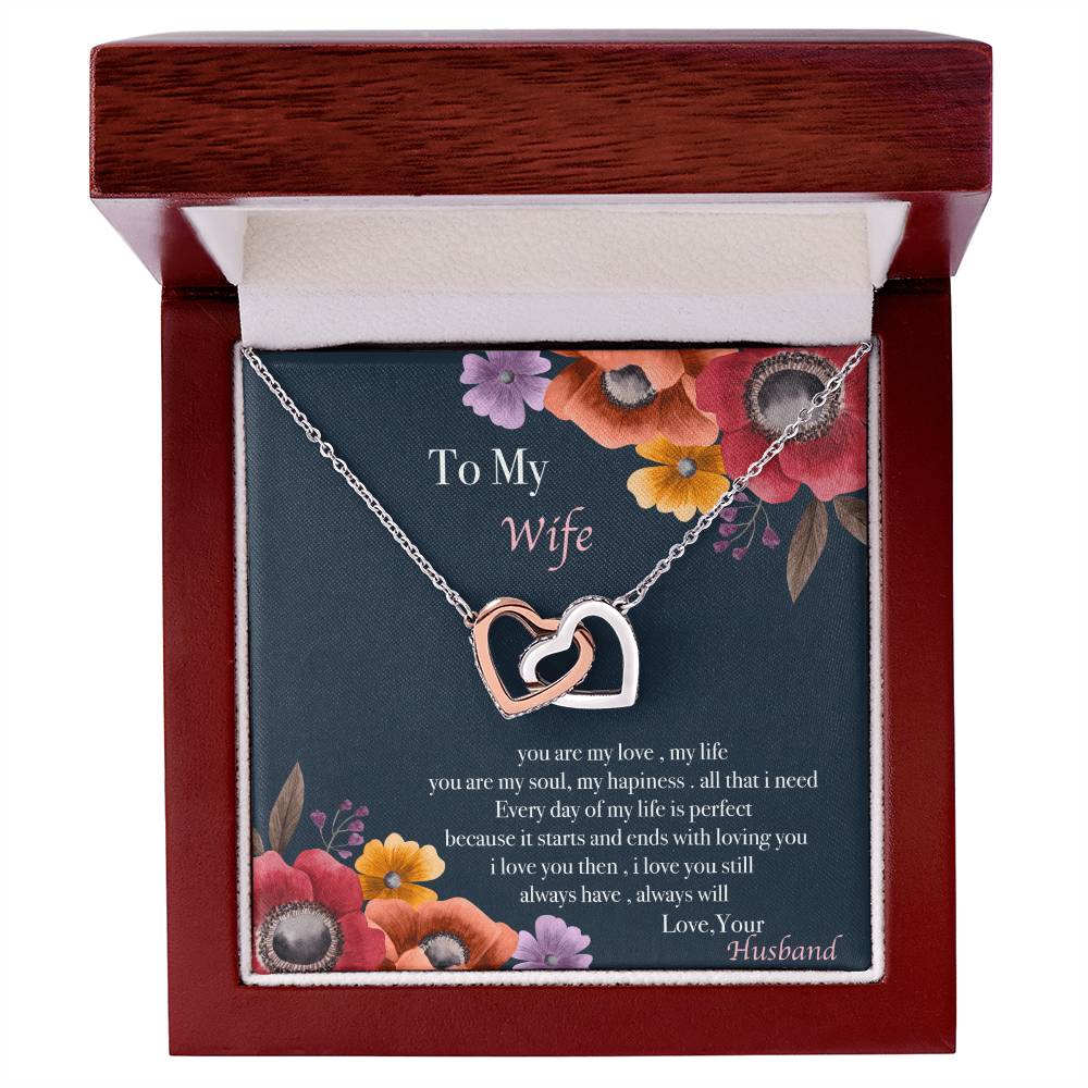 To My Wife Necklace Gift Set Interlocking Hearts Necklace