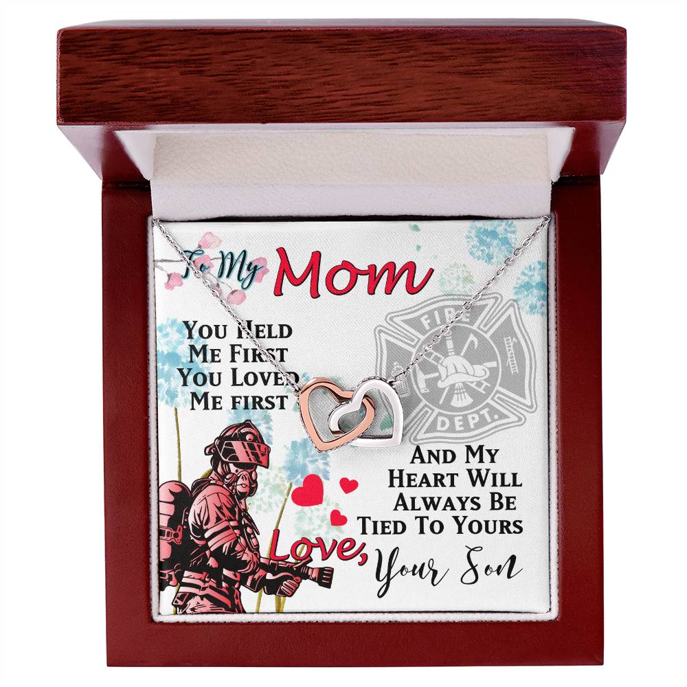 Firefighter'S Mom - Interlocking Heart Necklace Interlocking Hearts Necklace