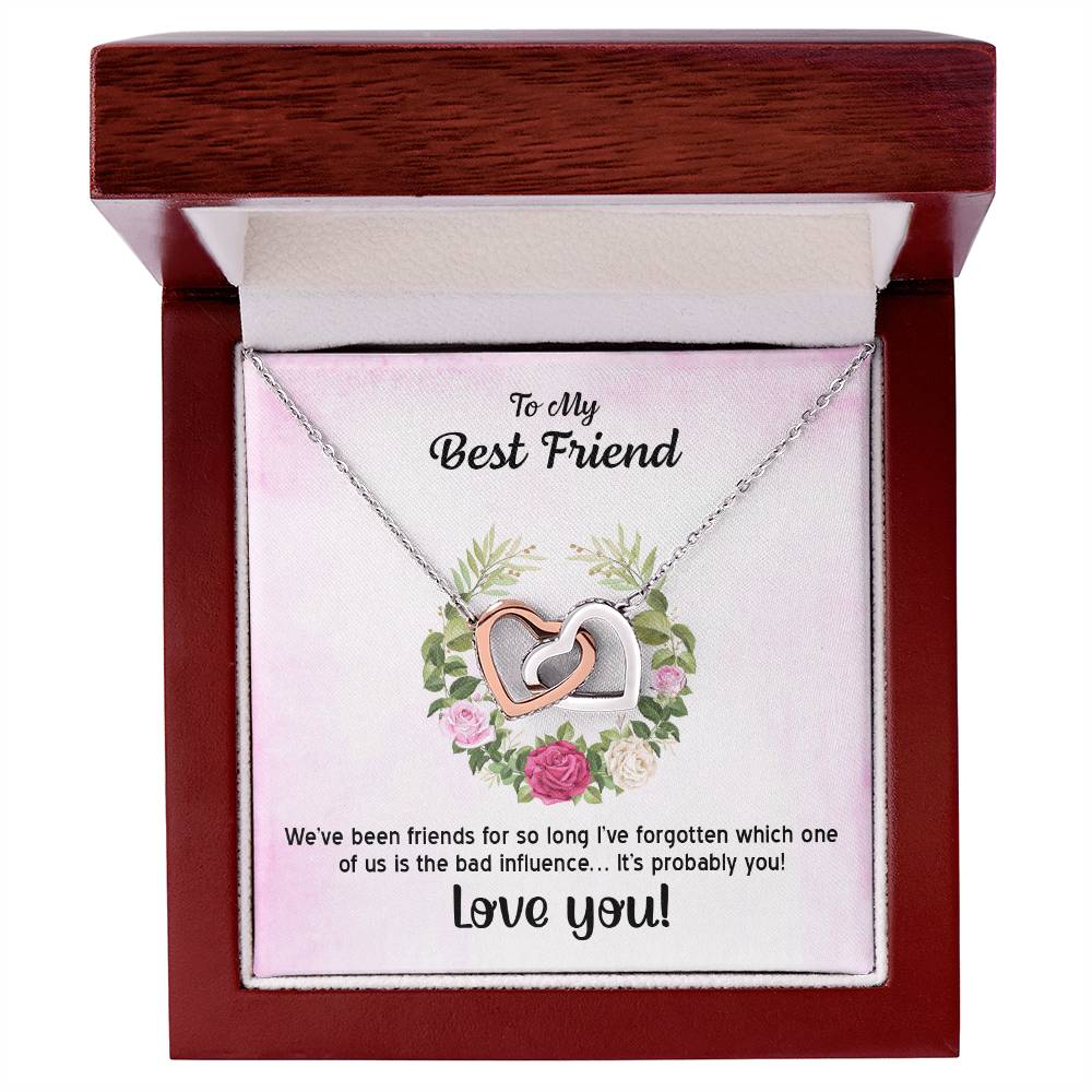 Best Friens Double Hearts Gift .We'Ve Been Friends So Long Interlocking Hearts Necklace