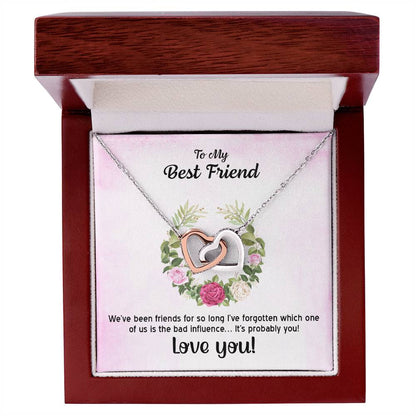 Best Friens Double Hearts Gift .We'Ve Been Friends So Long Interlocking Hearts Necklace