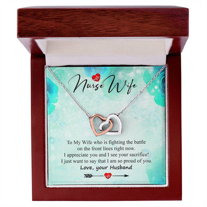 A Special Gift For Nurse Wife - Who Is Fighting On The Front Lines. Interlocking Hearts Necklace