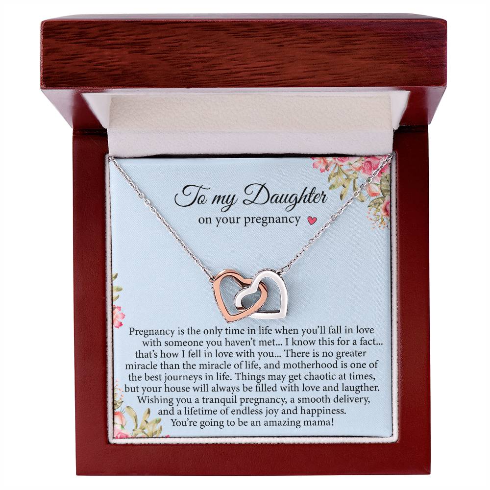 Daughter Pregnancy Gift For Daughter Baby Shower Interlocking Hearts Necklace