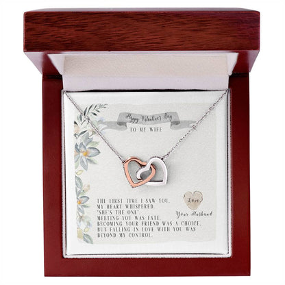 To My Wife-You Are The One-Two Hearts Necklace Interlocking Hearts Necklace