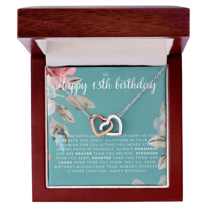 Gift For 13 Year Old Girl Gifts 13Th Birthday Girl 13Th Birthday Gift Thirteenth Birthday Necklace Teen Birthday Gift Official Teenager Interlocking Hearts Necklace