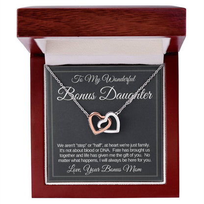Bonus Daughter Linked Hearts Necklace Gift From Bonus Mom Interlocking Hearts Necklace