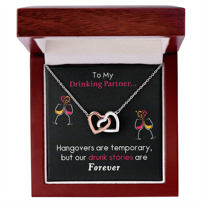 Drunk Stories Are Forever Interlocking Hearts Necklace