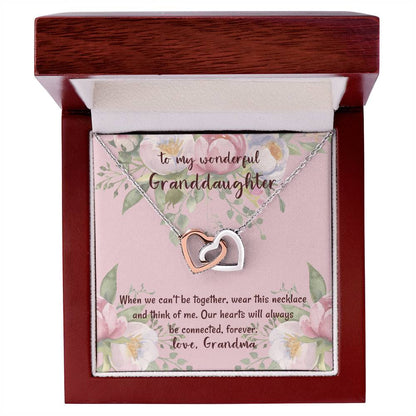 To My Wonderful Granddaughter Our Hearts Will Always Be Connected Love Grandma Interlocking Hearts Necklace