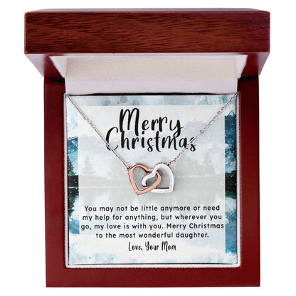 Gift For Daughter From Mom - My Love Is With You Interlocking Hearts Necklace