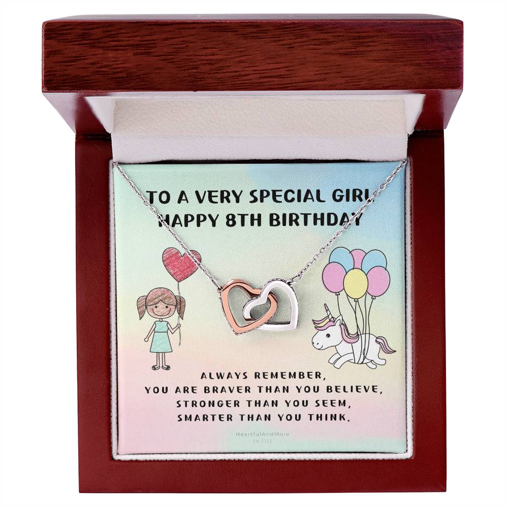 8Th Personalized Birthday Gift Birthstone Name 8Th Birthday Necklace Gift Happy 8Th Birthday Gift Gift For 8 Year Birthday Girl Interlocking Hearts Necklace