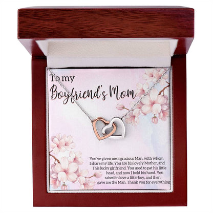 Boyfriends Mom Gift Necklace For Boyfriend Mom Boyfriends Mom Necklace With Message Card Jewelry Birthday Gift Boyfriend Mom Gifts Interlocking Hearts Necklace