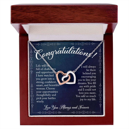 Congratulations! Gift For Graduation - Linked Hearts Necklace Interlocking Hearts Necklace