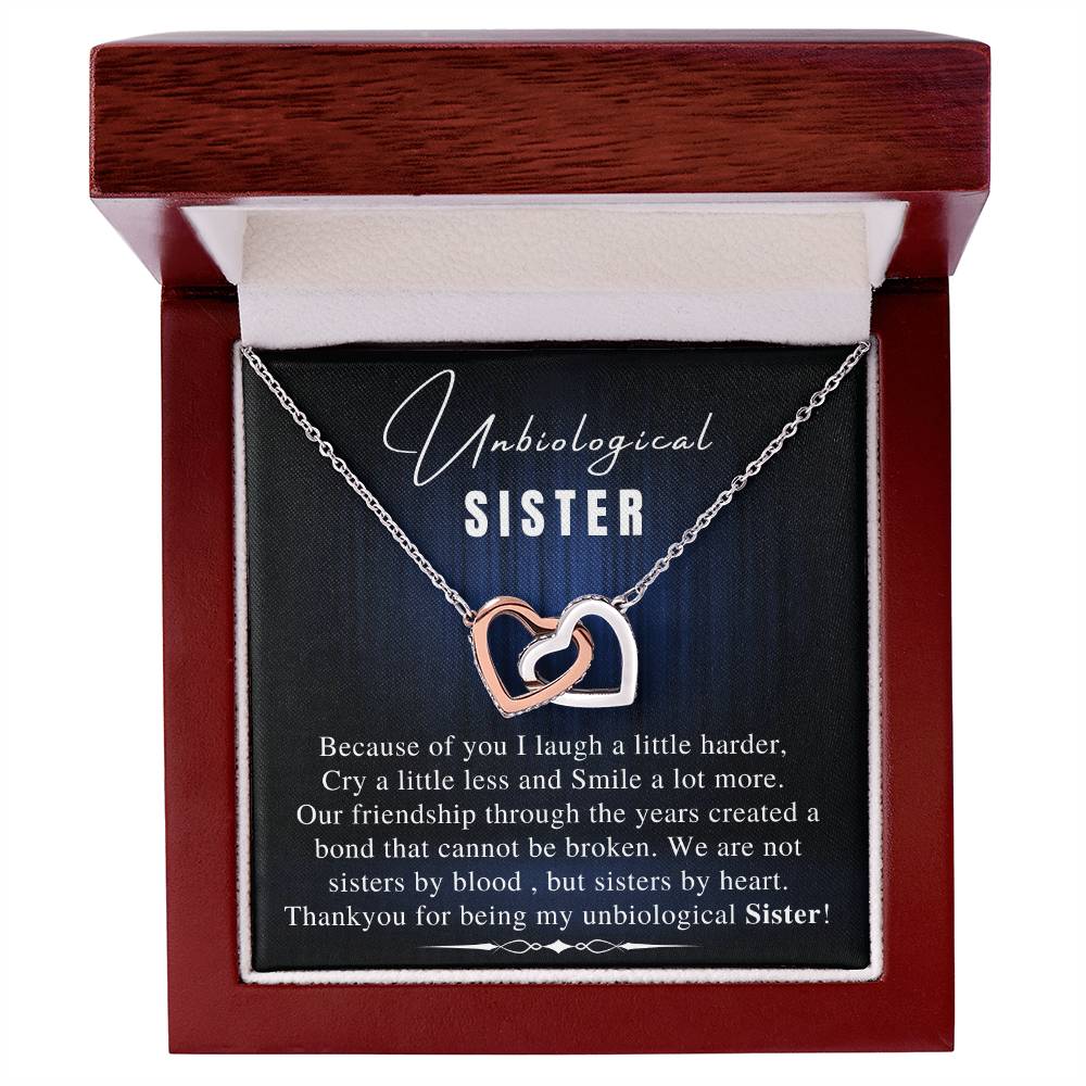 Unbiological Sister Necklace Soul Sister Sorority Sister Sister In Law Necklace Step Sister Gift Jewelry Tray Sister Necklace Interlocking Hearts Necklace