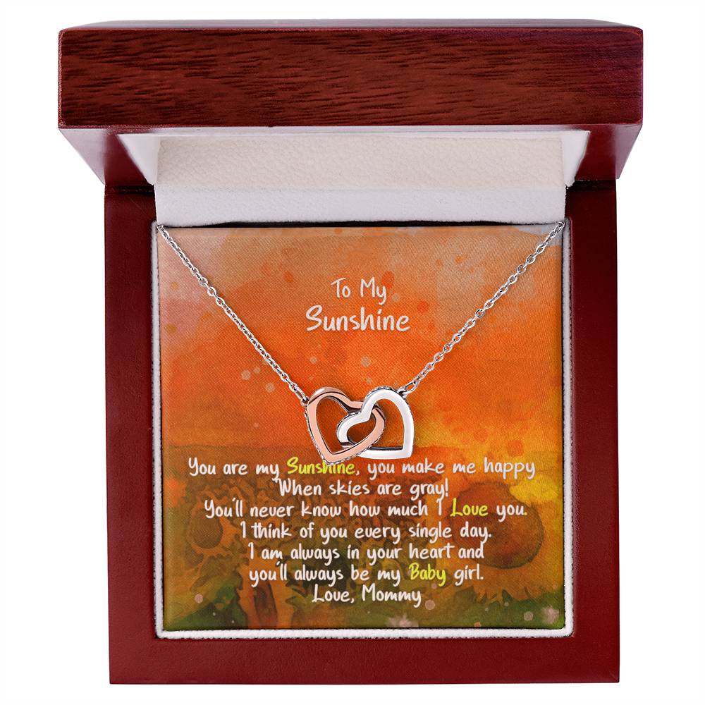 Daughter My Sunshine Locked Hearts Necklace Interlocking Hearts Necklace