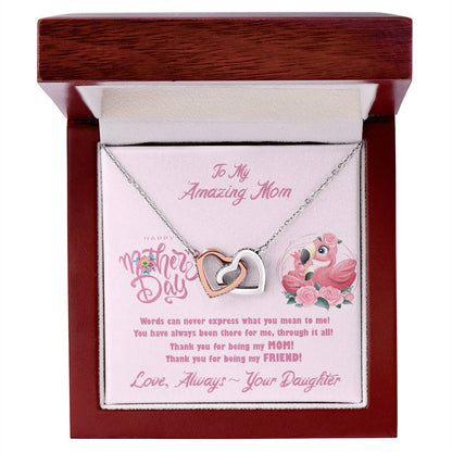 Flamingo Mom'S Day Two Hearts Necklace Interlocking Hearts Necklace