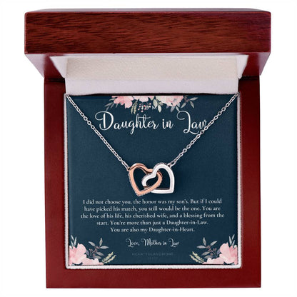 Daughter-In-Law Gift Necklace Wedding Gift Jewelry From Mother-In Law Gift For Bride Daughter-In-Heart Interlocking Hearts Necklace