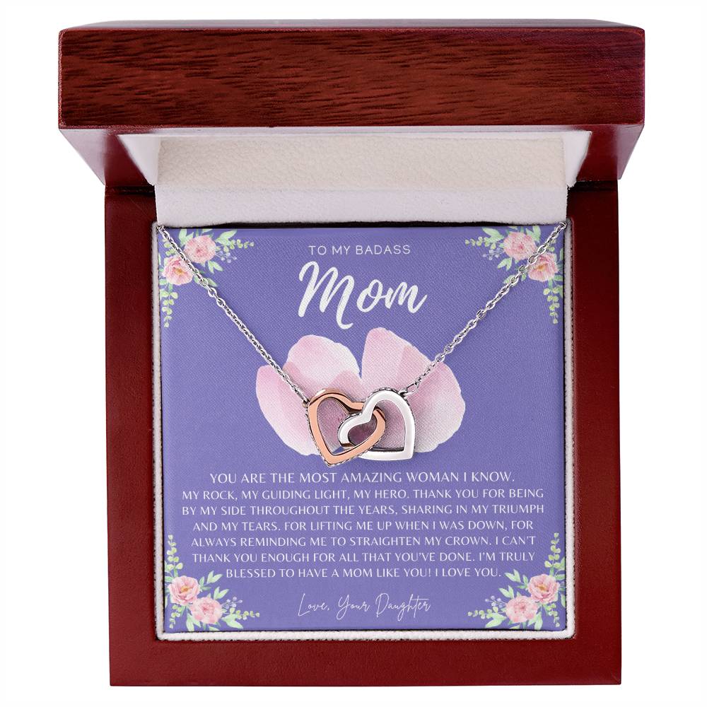 Badass Mom Gift To My Badass Mom Necklace Mother’S Day Gift Daughter To Mom Gift Gift From Daughter To Mom On Wedding Day Mom Gift Interlocking Hearts Necklace