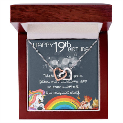 19Th Birthday Necklace Gifts For Girls Cute Unicorn 19 Years Old Girl Jewelry Gift For Daughter Niece Interlocking Necklace Xu246Il12 Interlocking Hearts Necklace