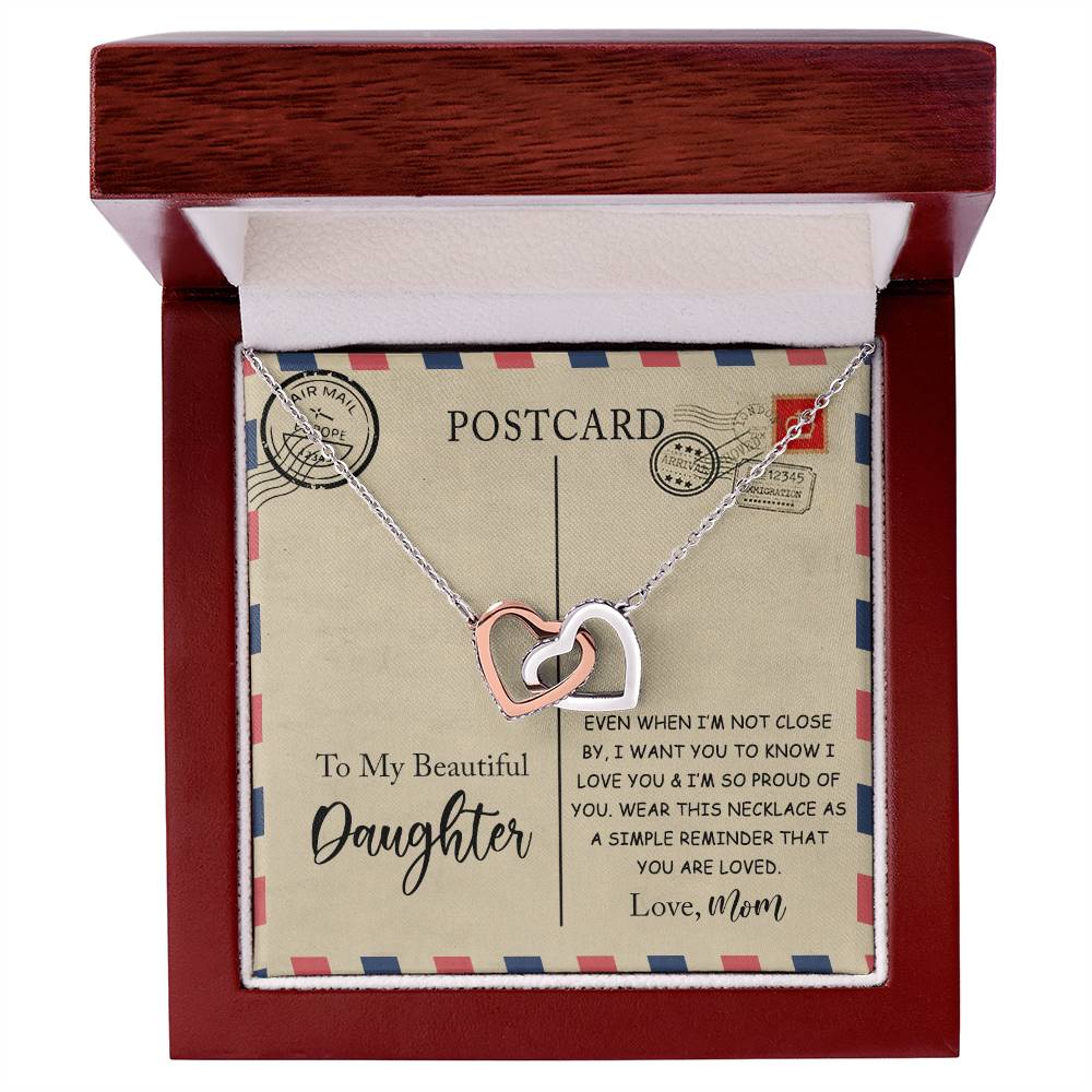 Gift For Daughter A Postcard Card Interlocking Hearts Necklace