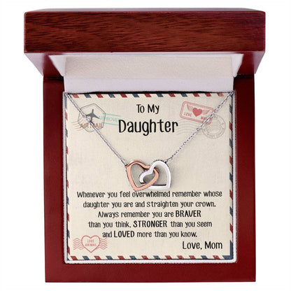 Daughter - Mom Gift Interlocking Hearts Necklace