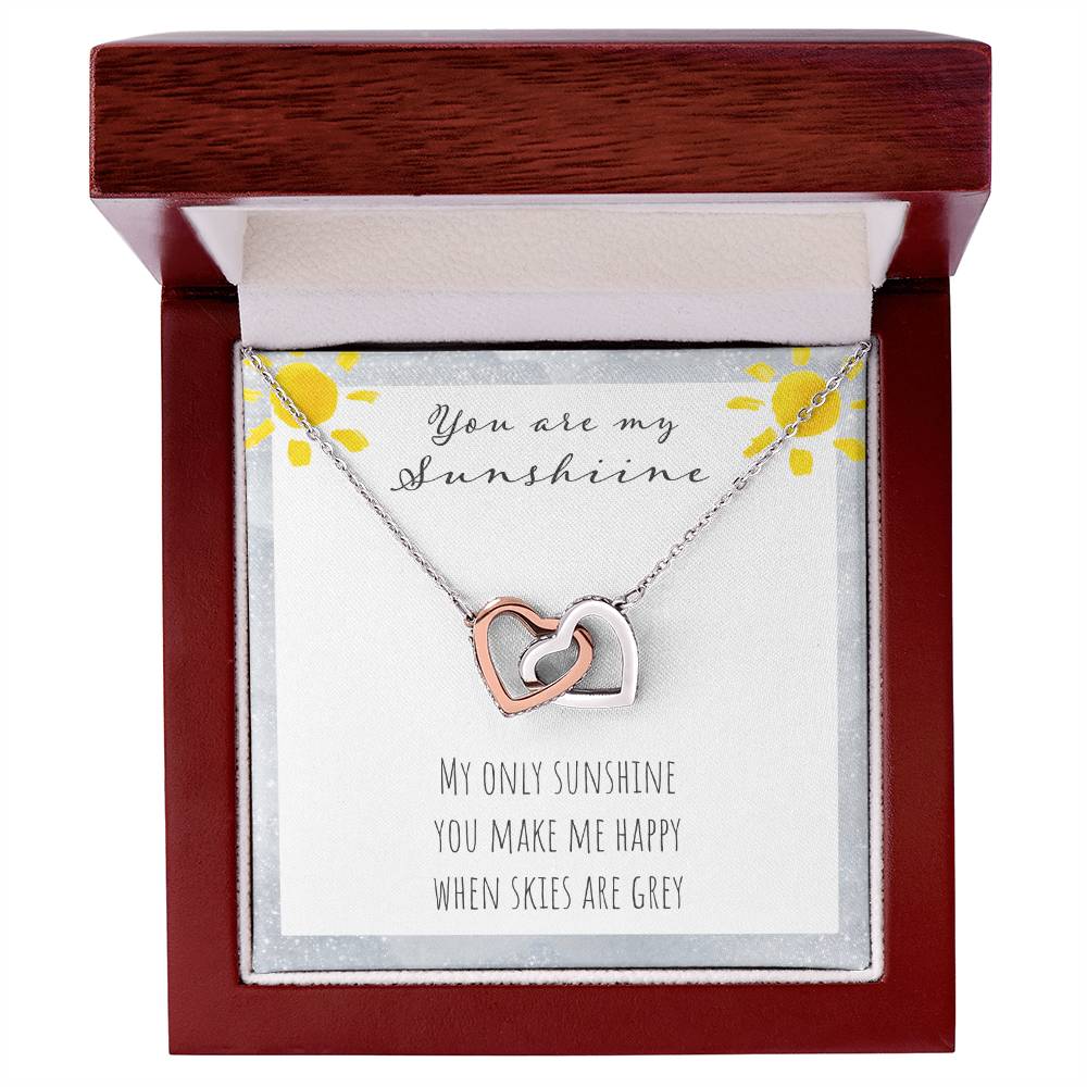 You Are My Sunshine Interlocking Hearts Necklace