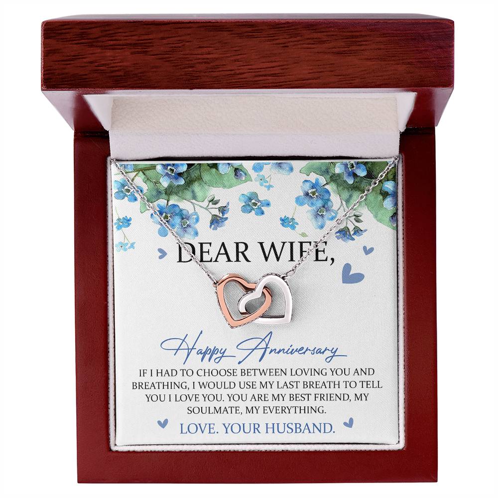 Dear Wife Happy Anniversary Interlocking Hearts Necklace Wedding Anniversary Gift
