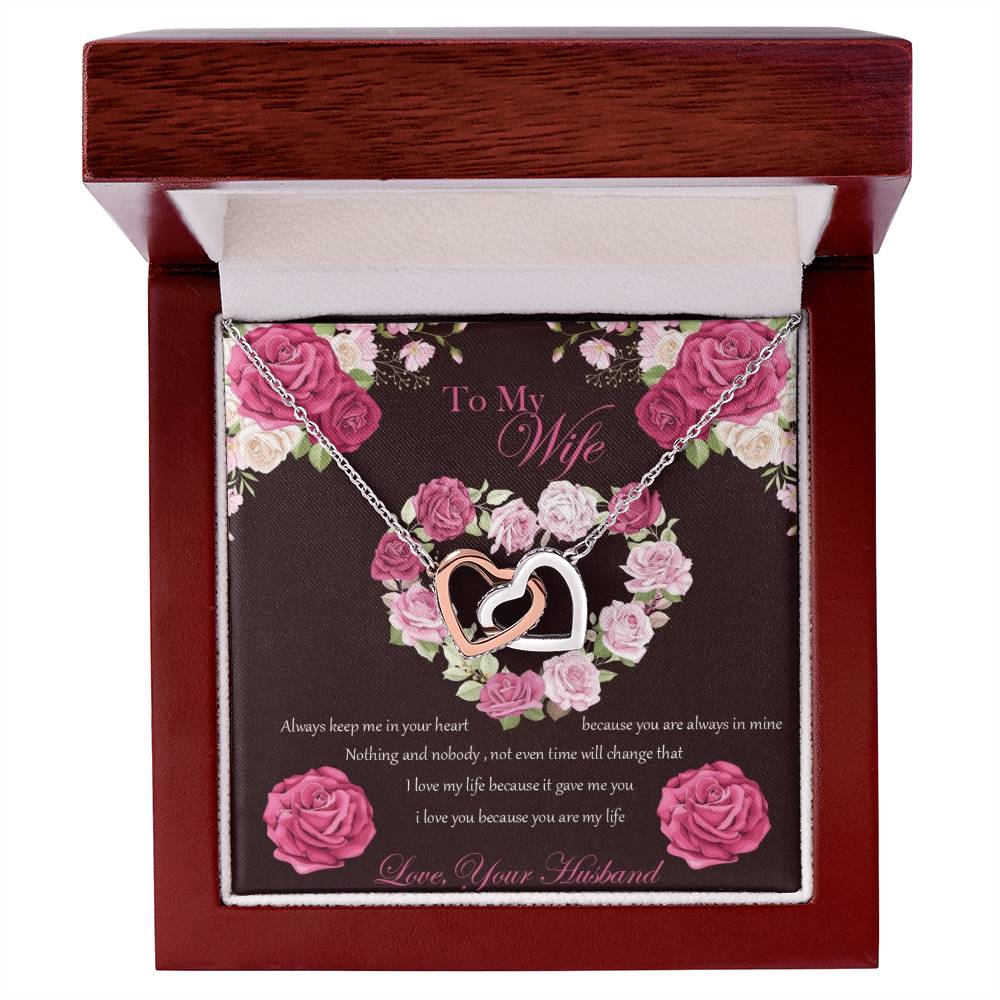To My Wife Necklace Gift Set Interlocking Hearts Necklace
