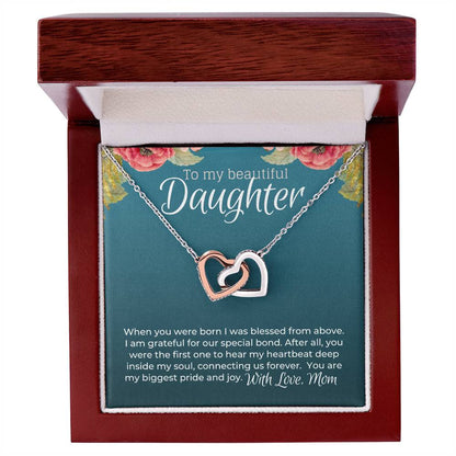 Beautiful Daughter From Mom Special Bond Necklace - Limited Edition Interlocking Hearts Necklace